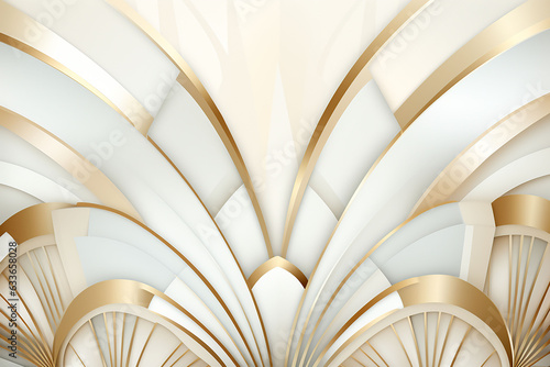 Abstract background with gold and white wavy pattern. Art Deco illustration.   