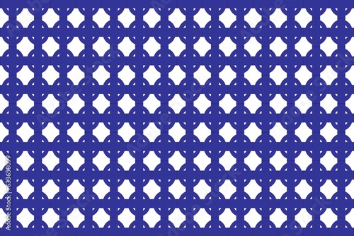Blue geometric fabric pattern, white background.