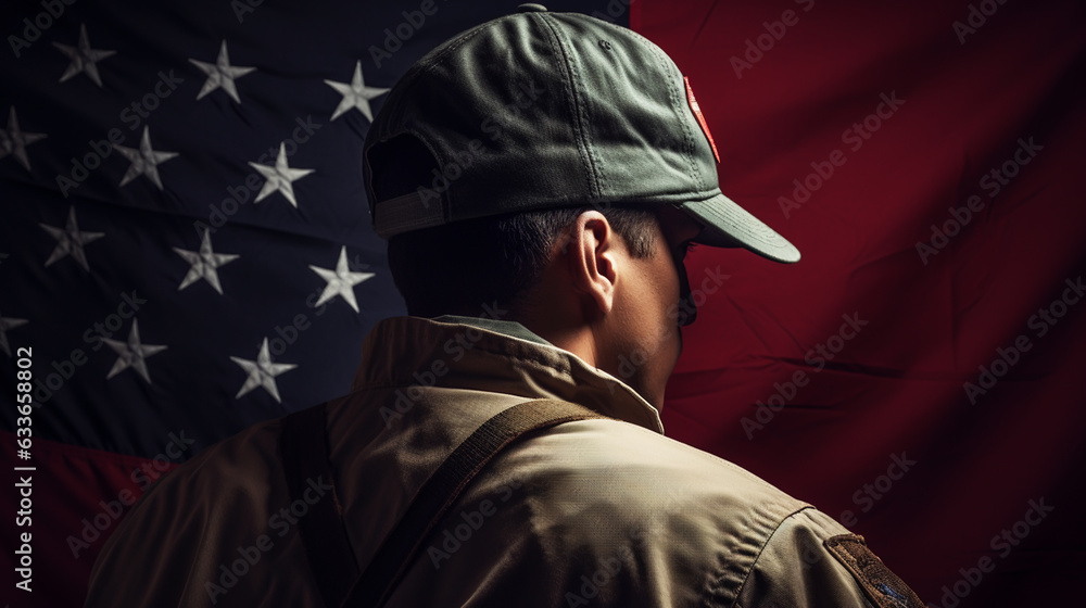 Soldier on american cemetery. Memorial Day concept. Soldier on american cemetery. Memorial Day concept.