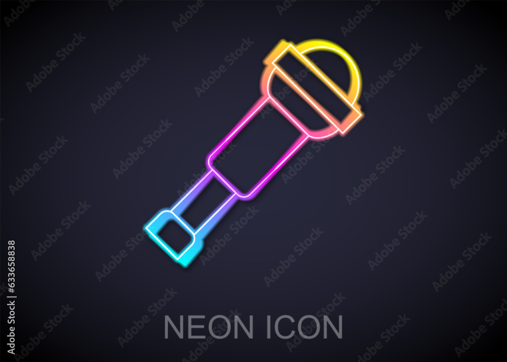 Glowing neon line Spyglass telescope lens icon isolated on black background. Sailor spyglass. Vector Glowing neon line Spyglass telescope lens icon isolated on black background. Sailor spyglass. Vector