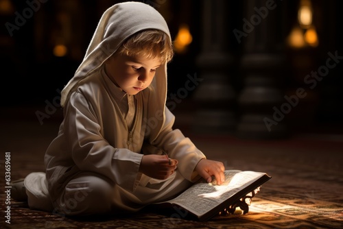 Young Child Learning To Recite The Quran, Generative AI