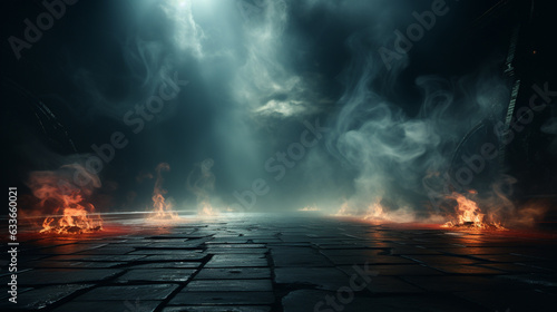 Smoke on concrete wall background. Generative Ai