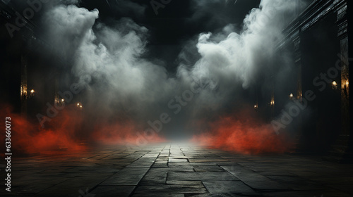 Smoke on concrete wall background. Generative Ai