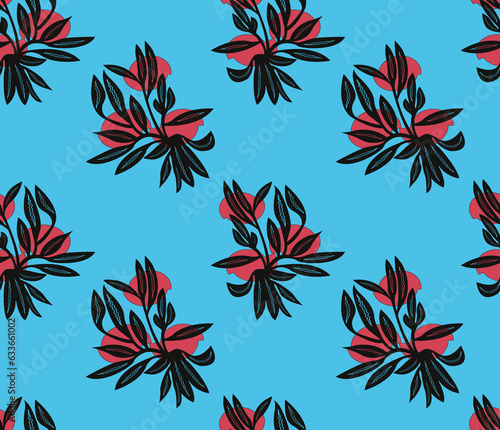 vintage flower seamless vector pattern, seamless leaves wallpaper pattern