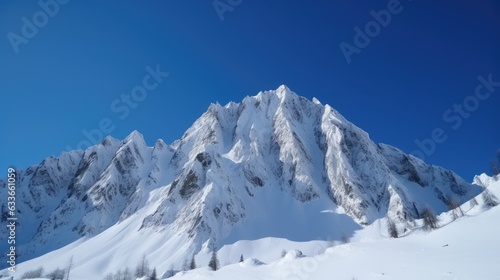 Snowed mountain with blue sky
