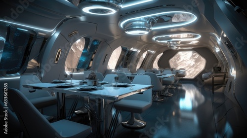 Sci-fi futuristic restaurant of the future