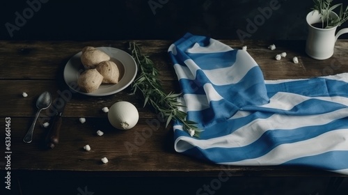 Greek flag on a table