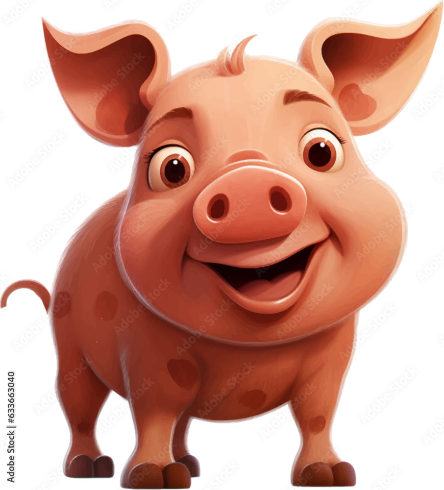 cartoon pig on white background cartoon pig on white background