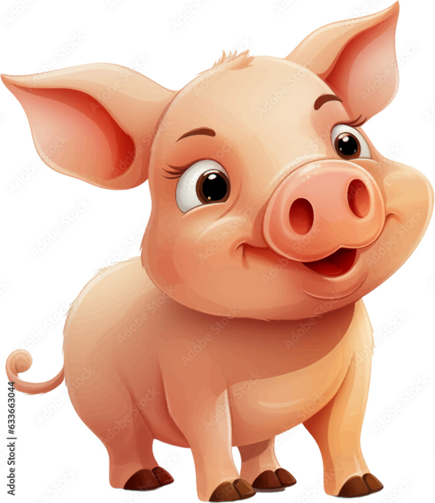 cartoon pig on white background cartoon pig on white background