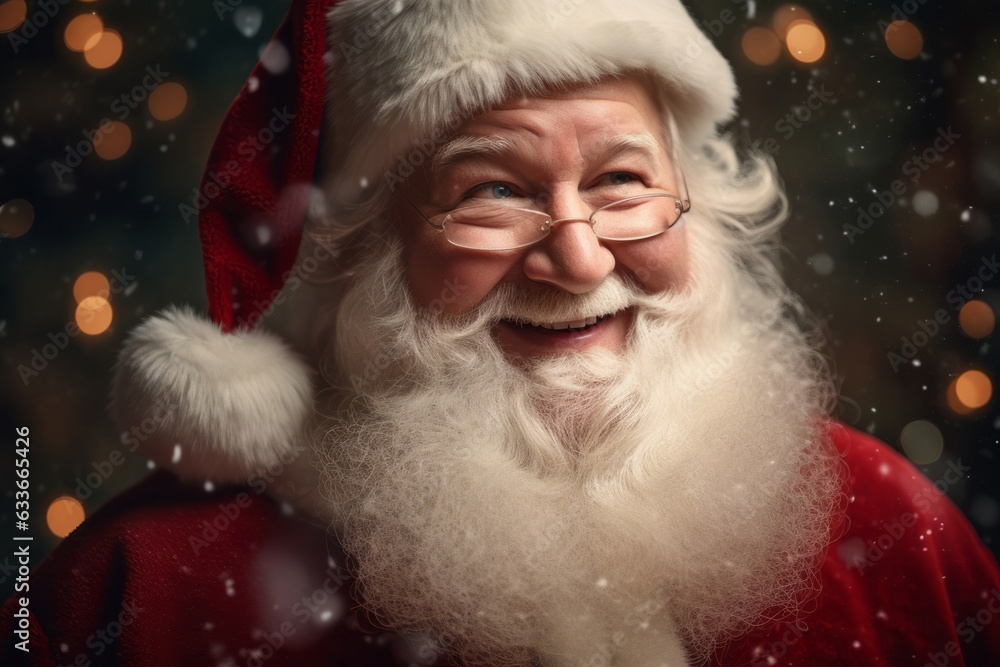 portrait of a happy Santa in snowy weather. Christmas mood. portrait of a happy Santa in snowy weather. Christmas mood.