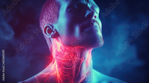 Uncomfortable feeling in the neck caused by throat ailments