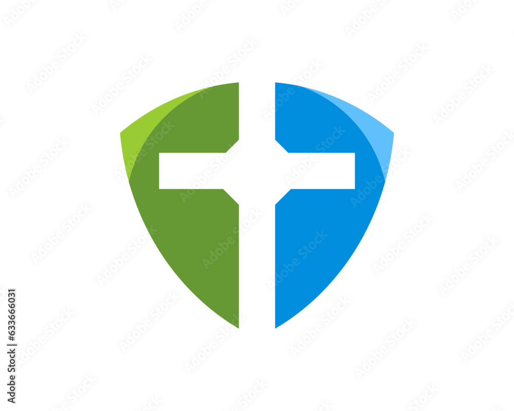 Obraz premium Cross inside the healthy shield logo