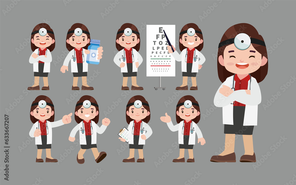 Set of doctor with different poses Set of doctor with different poses