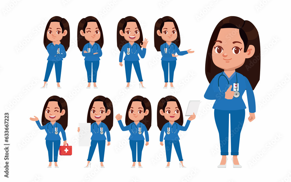 Obraz premium Set of doctor with different poses
