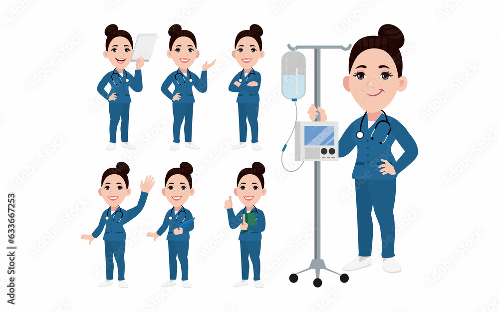 Set of doctor with different poses Set of doctor with different poses