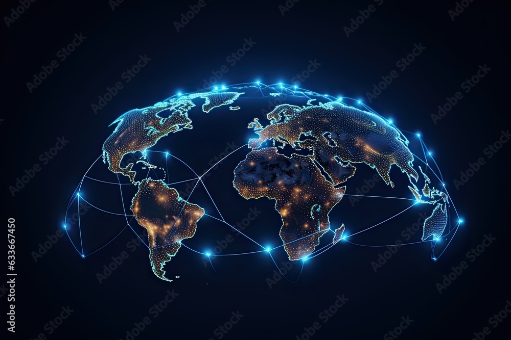 Global Network Connection Concept, Abstract Earth

 Generative AI,