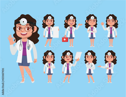Set of doctor with different poses