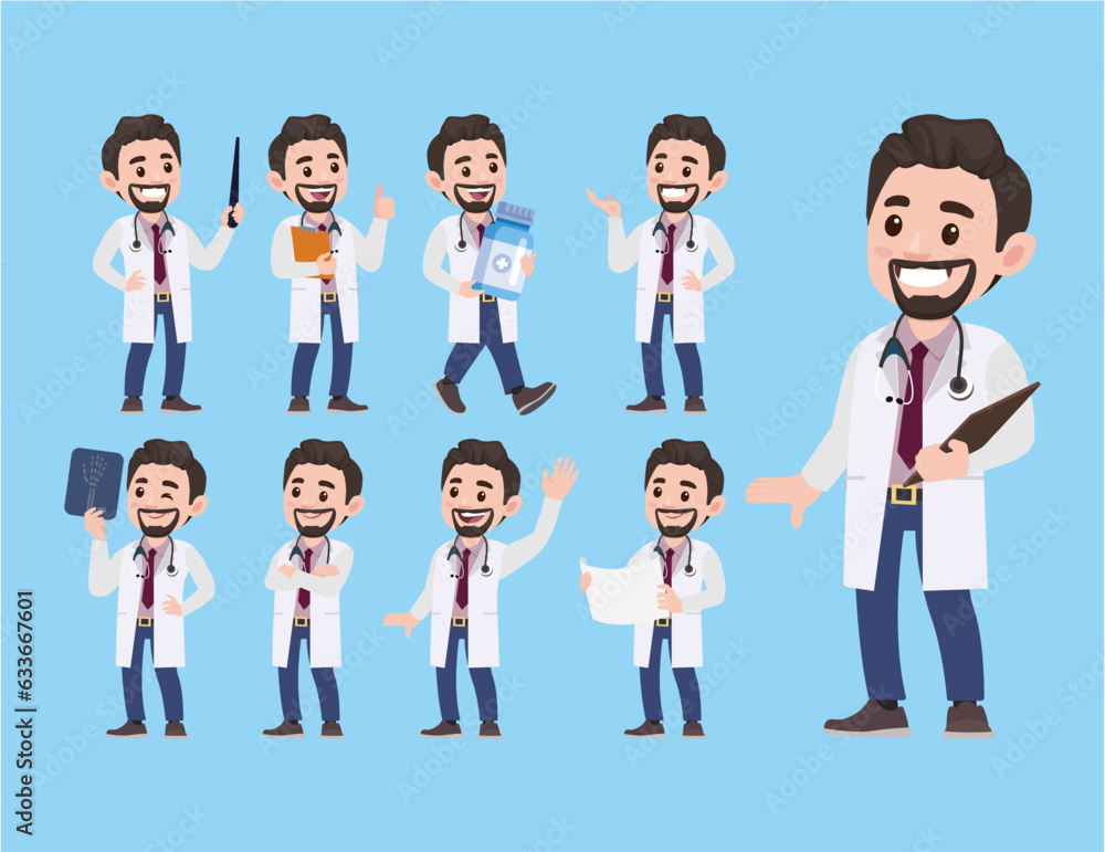 Set of doctor with different poses Set of doctor with different poses