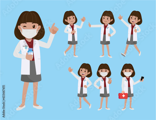 Set of doctor with different poses