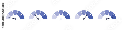 Obraz na płótnie Dynamic speedometer gauge, various levels