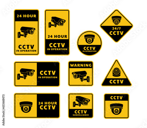 CCTV  security camera sticker vector image.