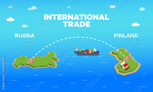 Finland and Russia international trade relation. Vector illustration design