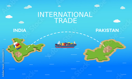 India and Pakistan international trade relation. Vector illustration design