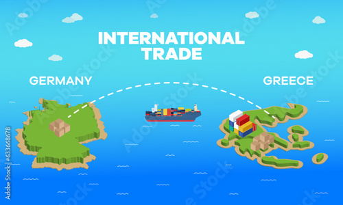 Germany and Greece international trade relation. Vector illustration design