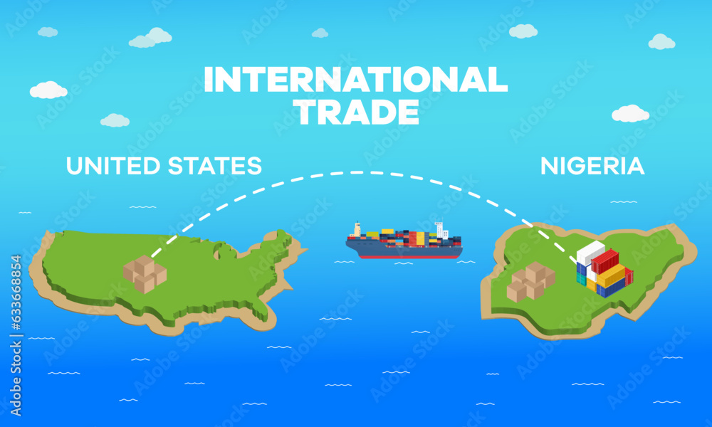 Naklejka premium Nigeria and united states international trade relation. Vector illustration design