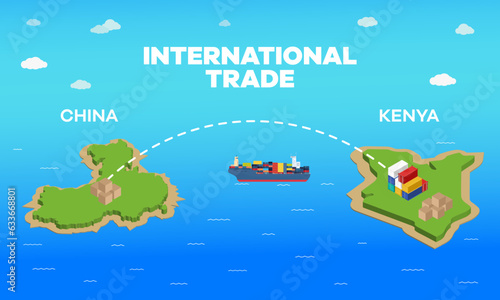 Kenya and China international trade relation. Vector illustration design