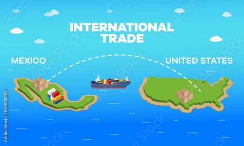 Mexico and united states international trade relation. Vector illustration design