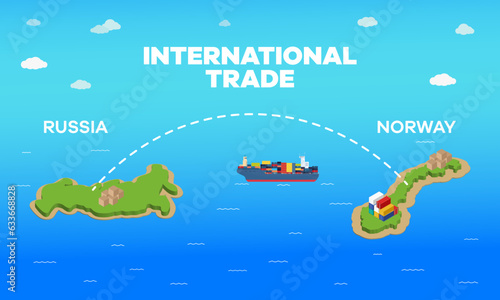 Norway and Russia international trade relation. Vector illustration design