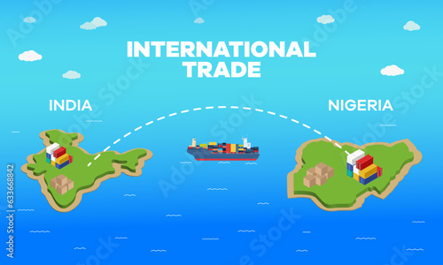 Nigeria and India international trade relation. Vector illustration design
