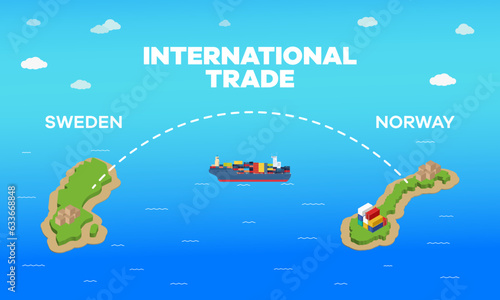 Norway and Sweden international trade relation. Vector illustration design