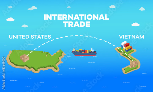 Vietnam and united states international trade relation. Vector illustration design