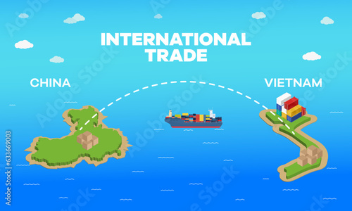 Vietnam and China international trade relation. Vector illustration design
