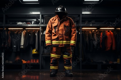 The Fire Station's Firefighter Bunker Suit. Generative AI