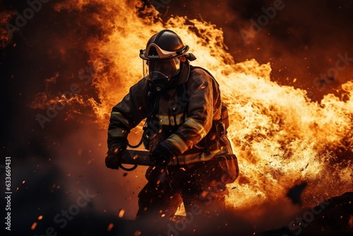 Heroic Firefighter. Generative AI