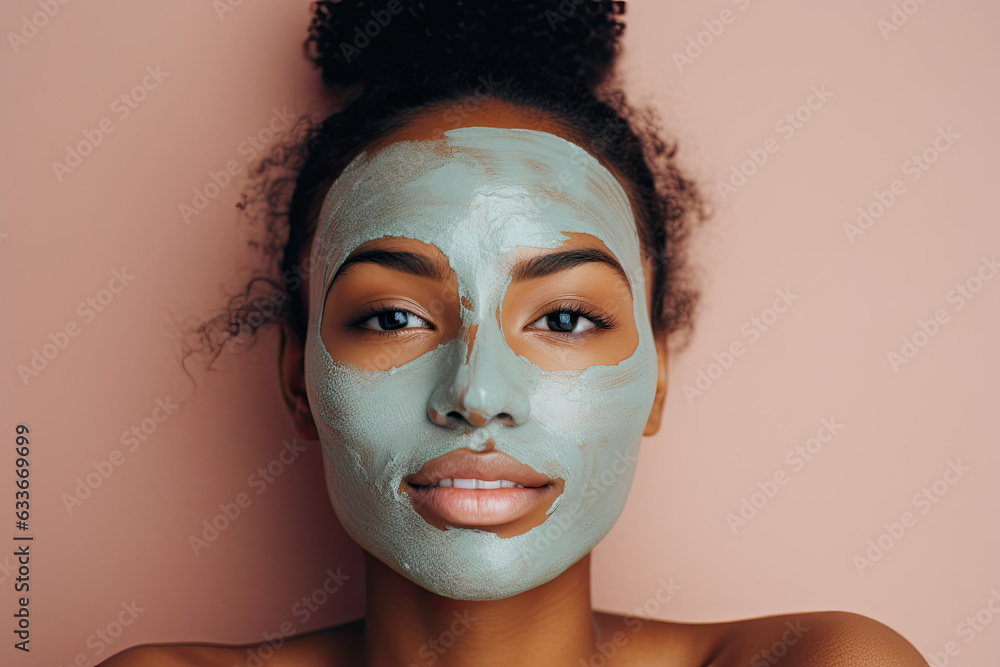 Smiling woman taking care of her skin, woman with a hydrating face mask for a spa day. Smiling woman taking care of her skin, woman with a hydrating face mask for a spa day.