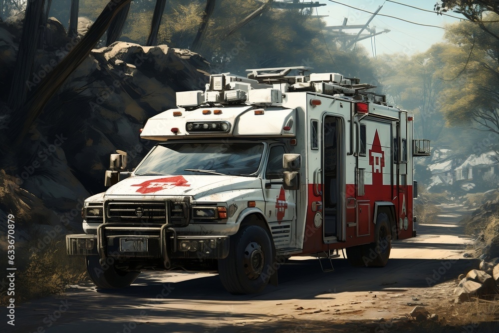 Essential Ambulance Illustration. Generative AI