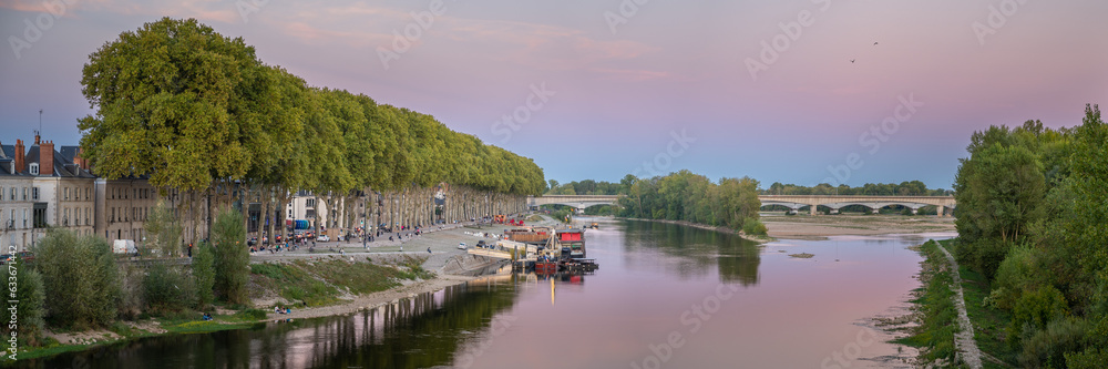 Loire River in Orleans at sunset, France