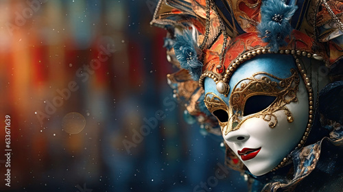 Venetian carnival mask, background with blank space and carnival mask © reddish