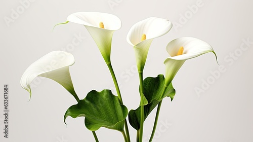 Photographie plant white calla lillies isolated on white background
