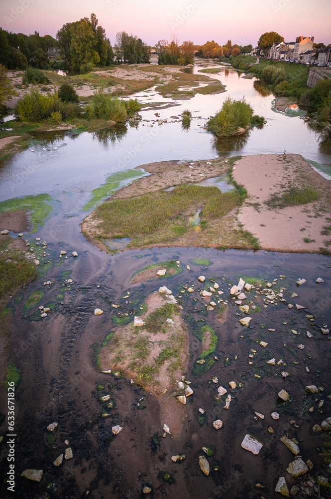 Loire River in Orleans at sunset, France