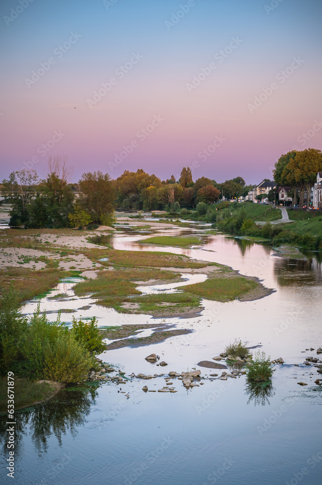 Loire River in Orleans at sunset, France