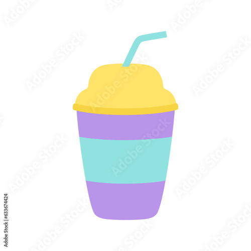 cartoon vector illustration with paper cup of drink