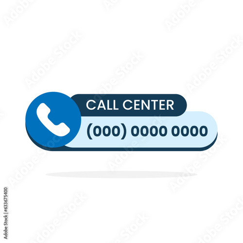call center bar, frame or box template for number concept illustration flat design vector eps10