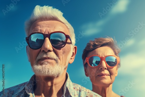 Senior old cheerful couple. Generate Ai