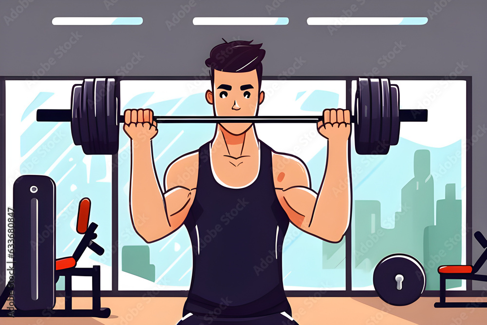 a-young-man-lifting-weights-in-the-gym.Generative AI a-young-man-lifting-weights-in-the-gym.Generative AI