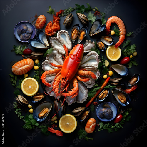 Seafood background with copy space